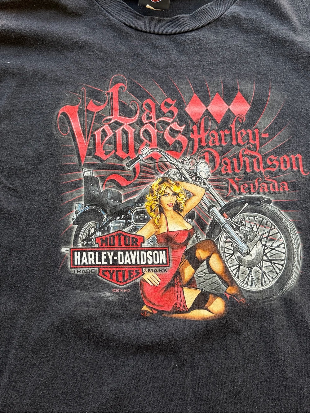 Harley-Davidson Navy Short Sleeve Las Vegas Motorcycl… - Gem